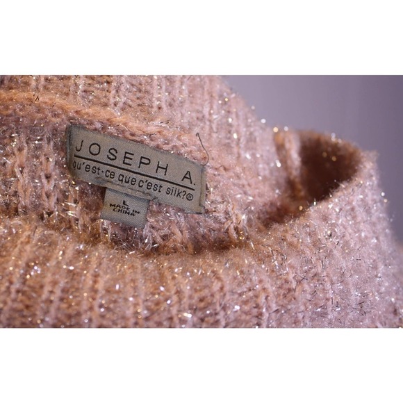 Joseph A Pullover Sweater Crew Neck Dusty Pink Silver Raglan Sleeves Ov… - Picture 3 of 3